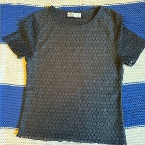 Hollister Black Lace Geometric Blouse Women’s Size M